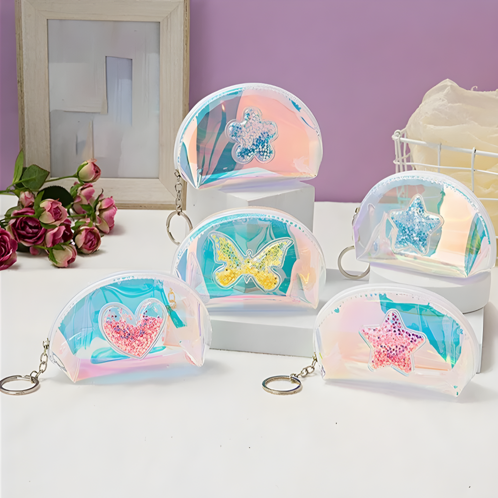 Hologram Material 2-in-1 coin pouch and keychain. - TinyBo