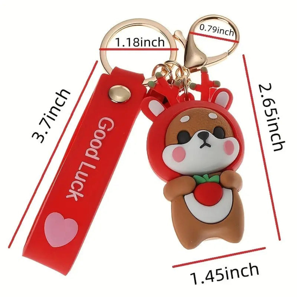 colorful cute animal bear keychains with bells-TinyBo