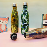 Load image into Gallery viewer, Leaf Print Steel Water Bottle.(500mL) - TinyBo
