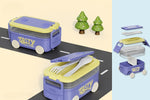 Load image into Gallery viewer, Stackable Bus Shape Lunch Box with Cutlery – Leak-Proof Bento Box for Kids
