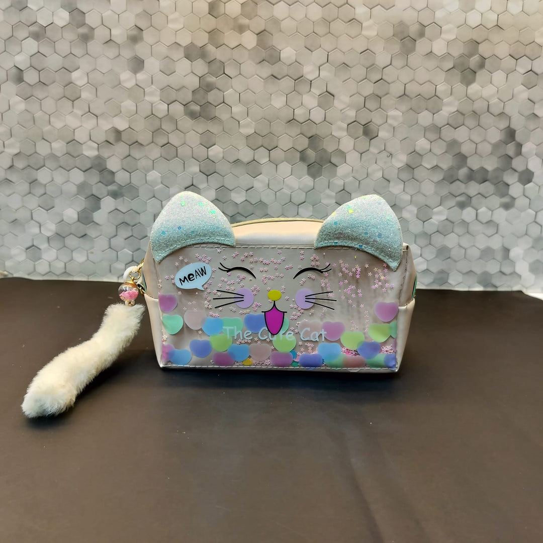 The Cute Cat Glittery Pouch . - TinyBo