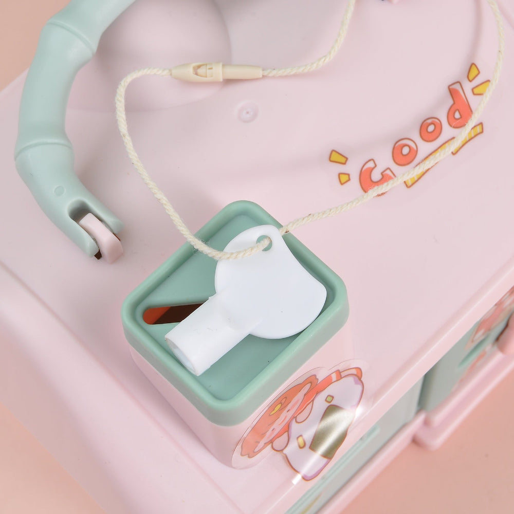 Cute portable piggy bank for kids in house design with secure lock-TinyBo