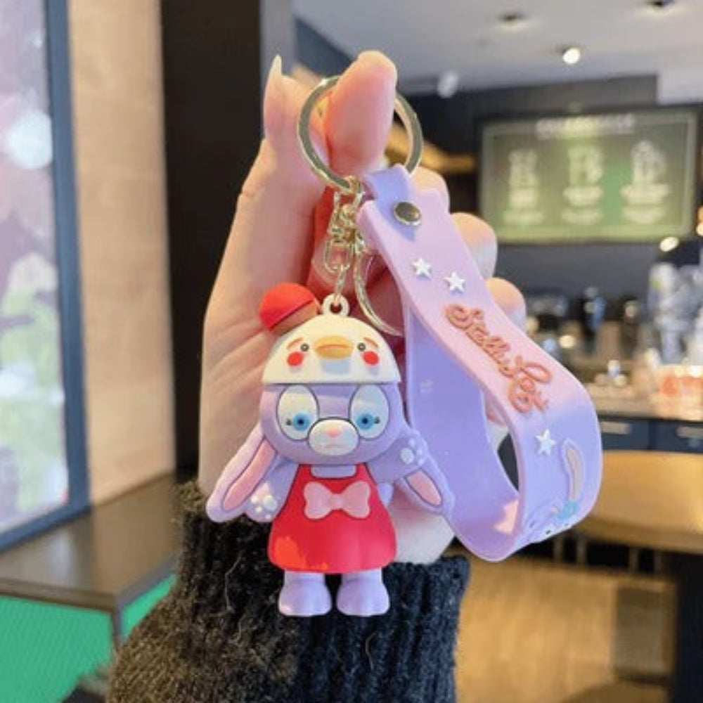 Cute bunny cartoon keychain with red dress-TinyBo