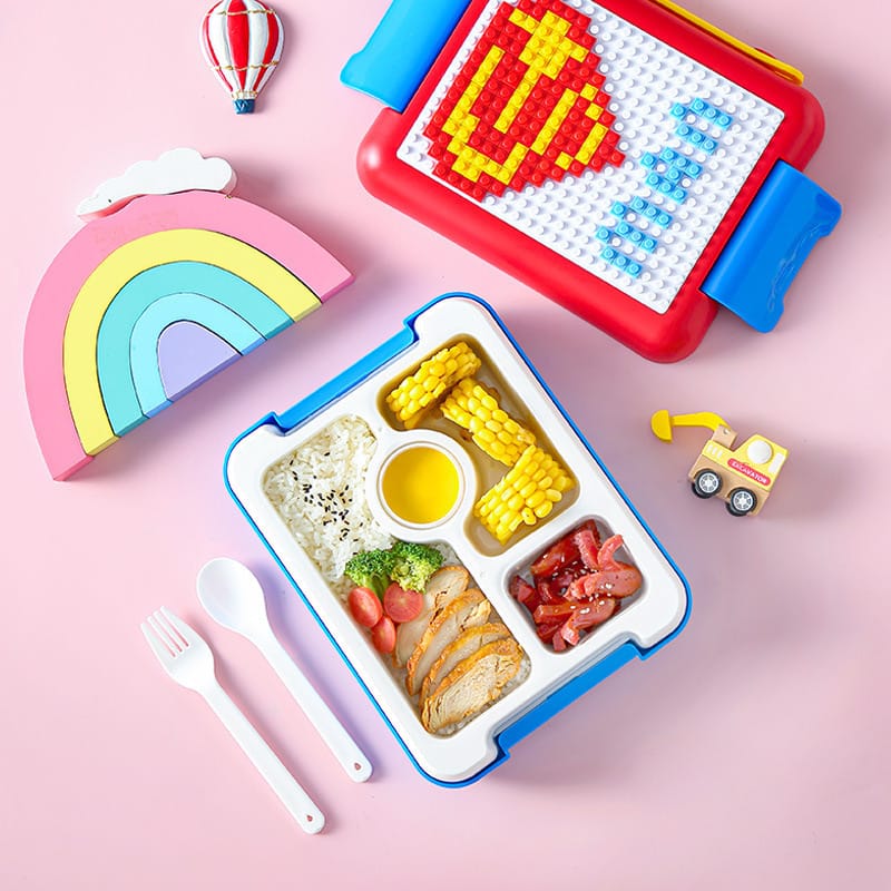 Customizable LEGO Block Bento Lunch Box for Kids