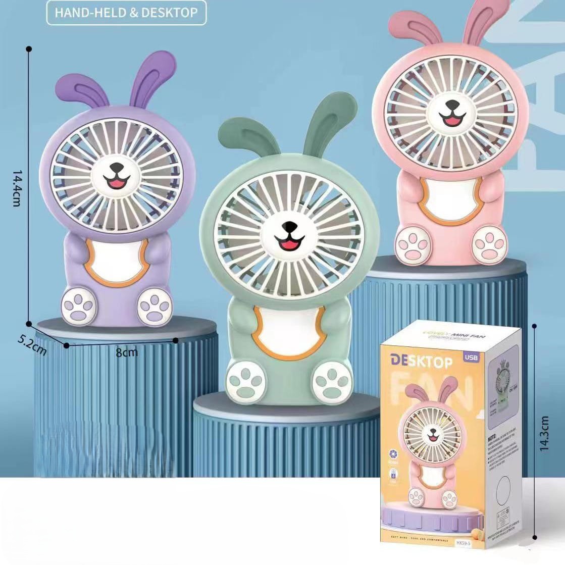 Portable Handheld Fan for Kids – Rechargeable Mini Desk Fan