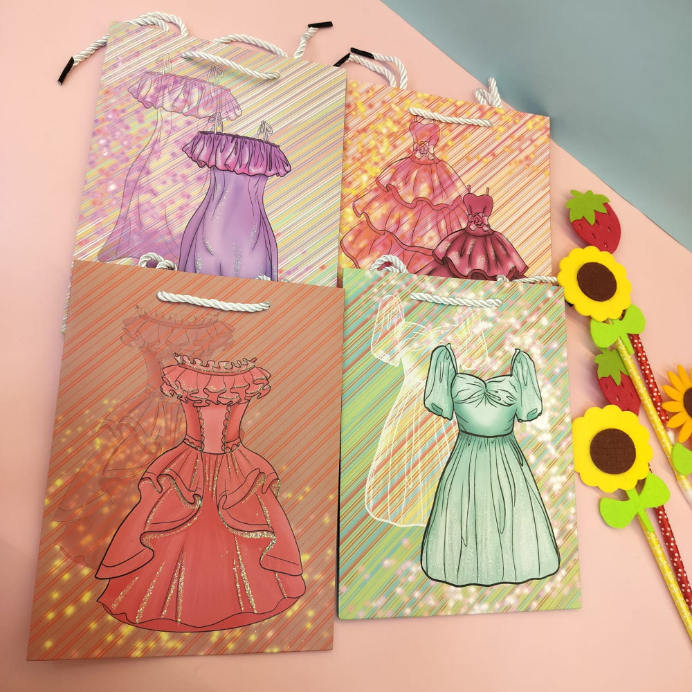 Designer-inspired paper gift bags featuring elegant dresses-TinyBo