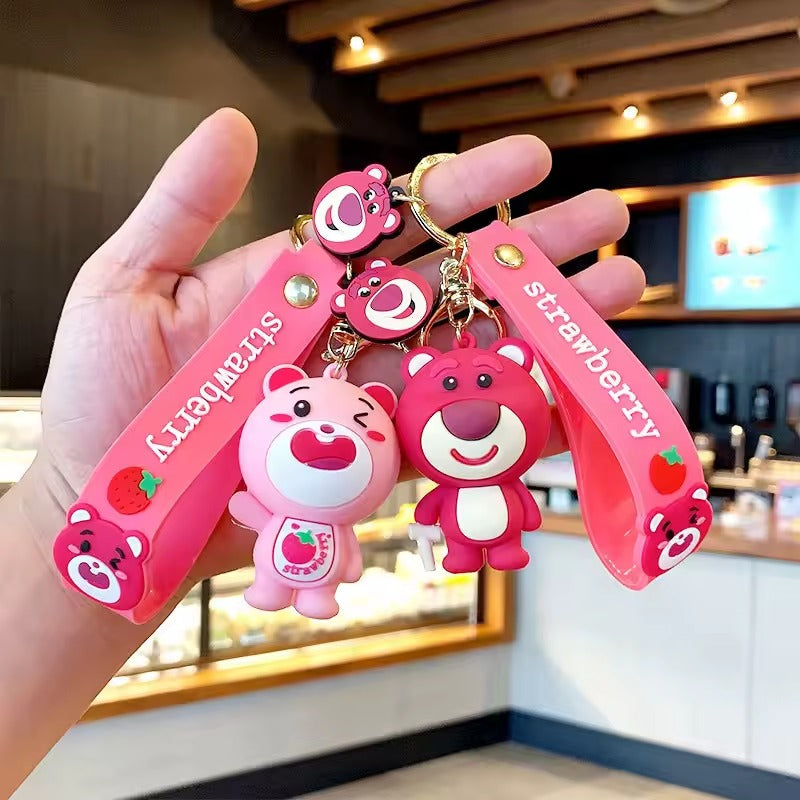 Stylish Strawberry Bear Keychain .