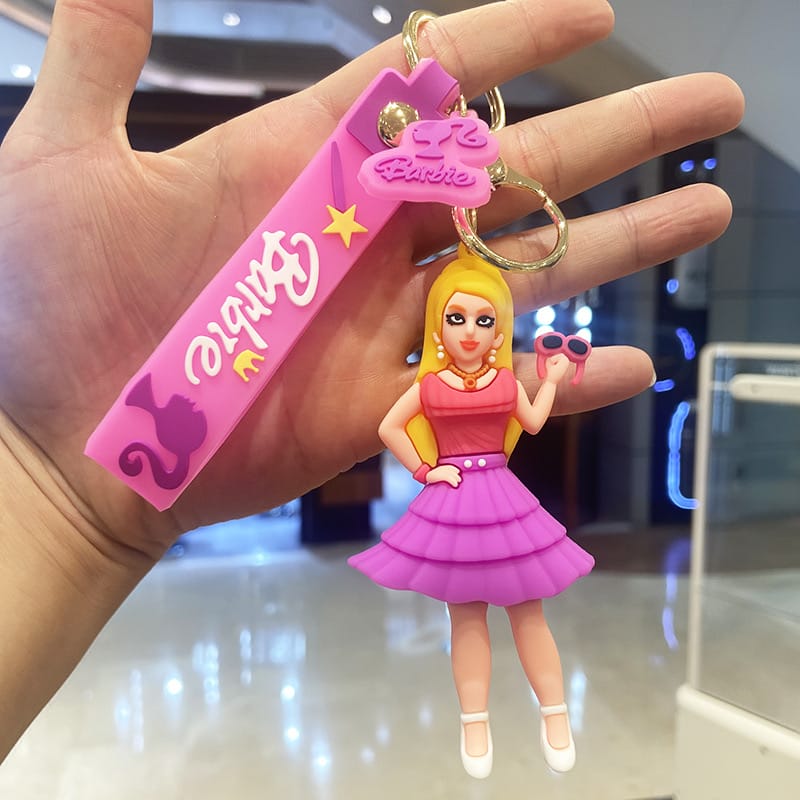 Cute Barbie Girl Keychain – Kawaii Cartoon Bag Charm for Girls