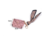 Load image into Gallery viewer, Luxury-Inspired Mini Wallet Keychain – Printed Faux Leather with Scarf Accent
