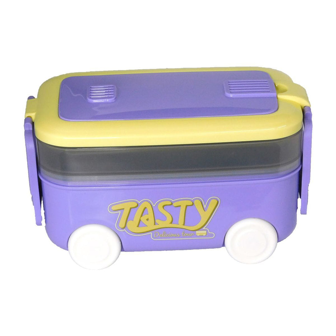 Stackable Bus Shape Lunch Box with Cutlery – Leak-Proof Bento Box for Kids