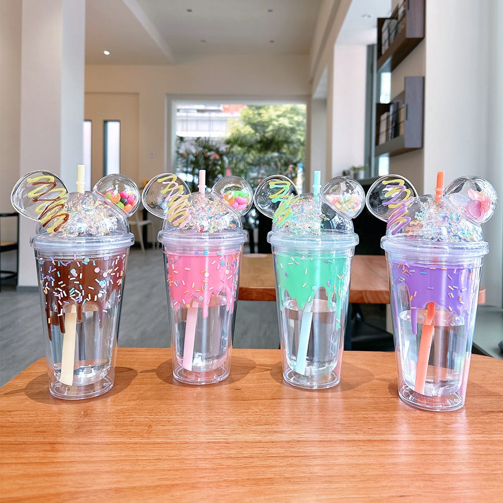 Mickey Ears Tumbler Cup with Straw 