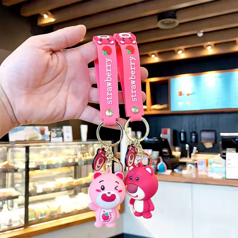 Stylish Strawberry Bear Keychain . - TinyBo