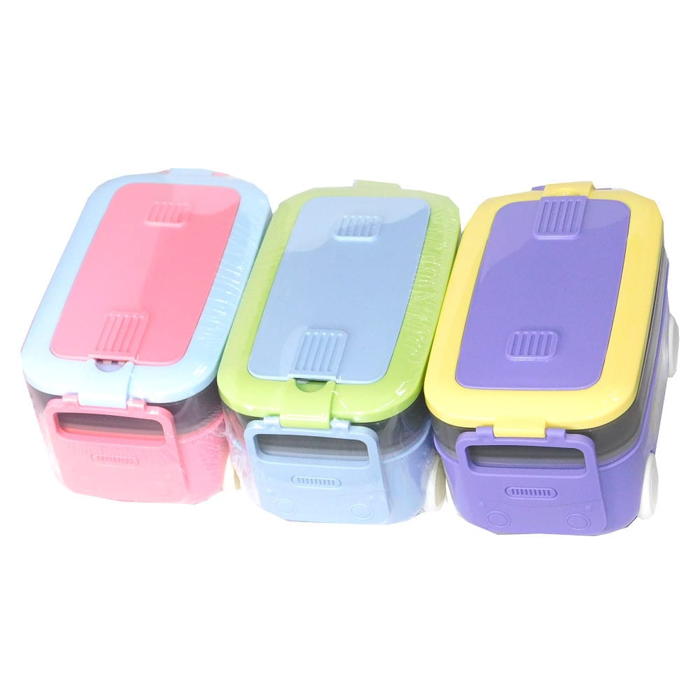 Stackable Bus Shape Lunch Box with Cutlery – Leak-Proof Bento Box for Kids