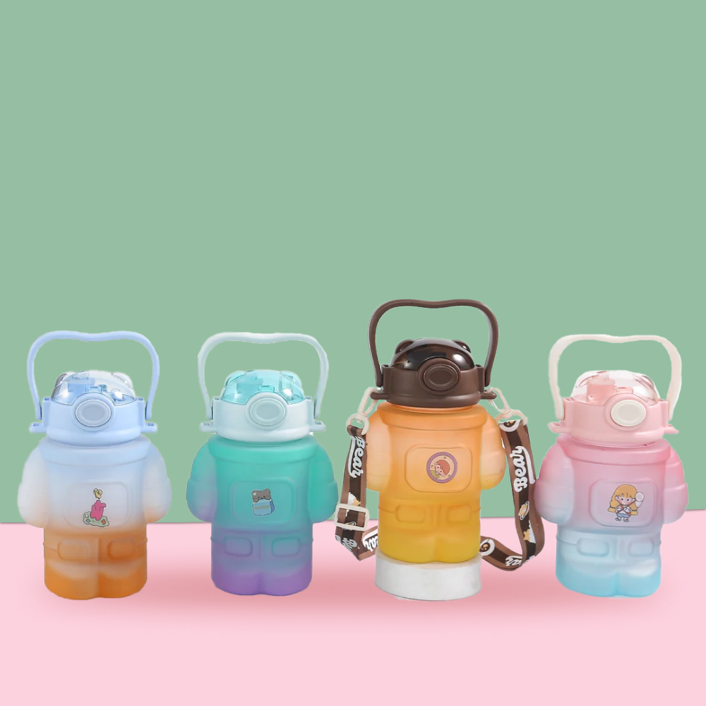 Robot Theme Matte Tumbler Water Bottle 1L