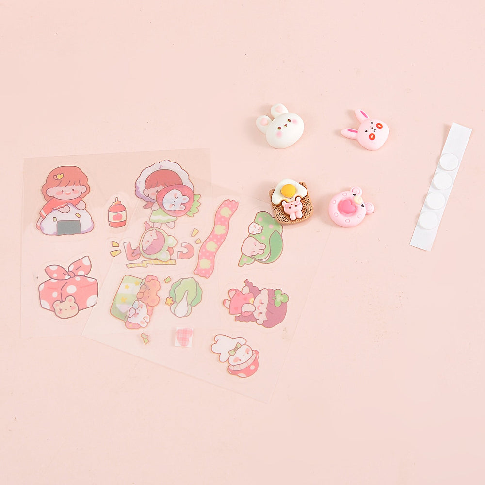 piggy bank shaped like a house, pastel colors, and cartoon animal stickers-TinyBo