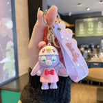 Load image into Gallery viewer, Pink dress bunny keychain with glasses, kawaii rabbit design-TinyBo
