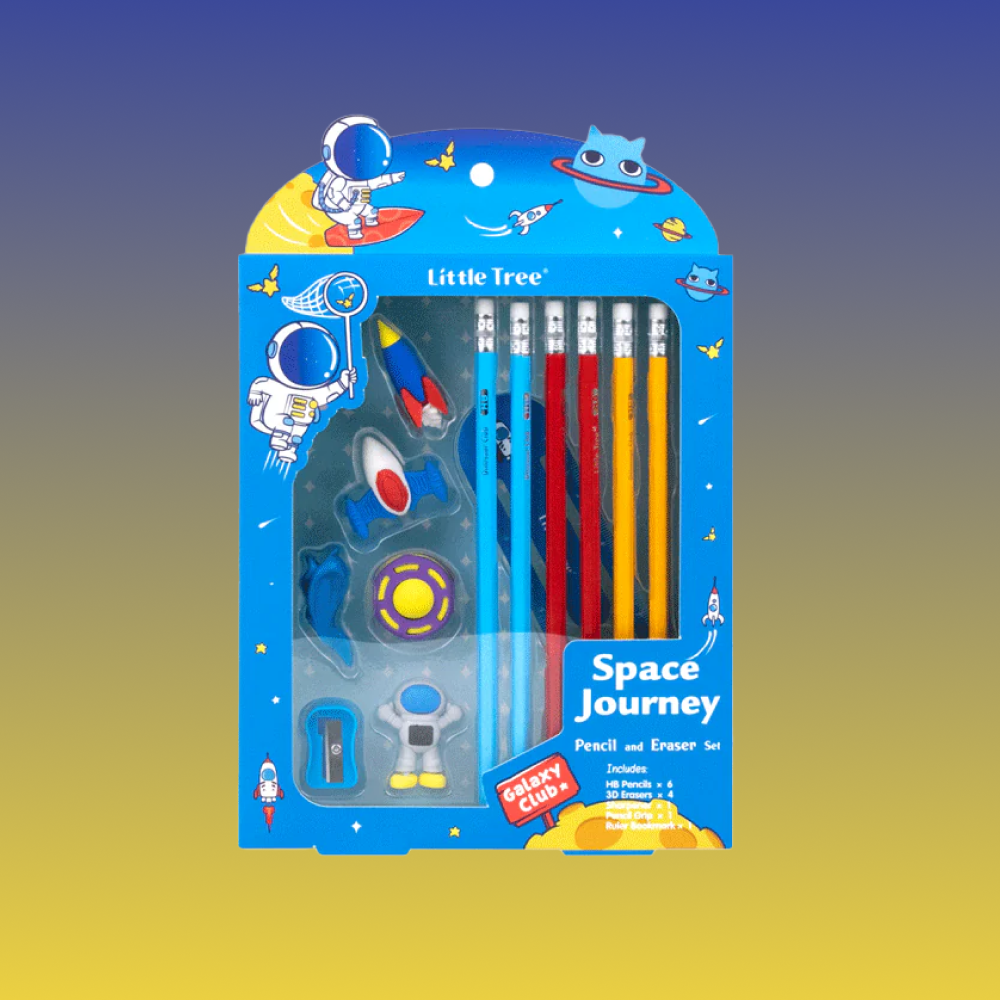 Little Tree Space Journey Astro Pencil & Eraser Combo Set.