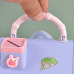 Load image into Gallery viewer, Kids&#39; pastel money box shaped like a house with animal decorations and carry handle-TinyBo
