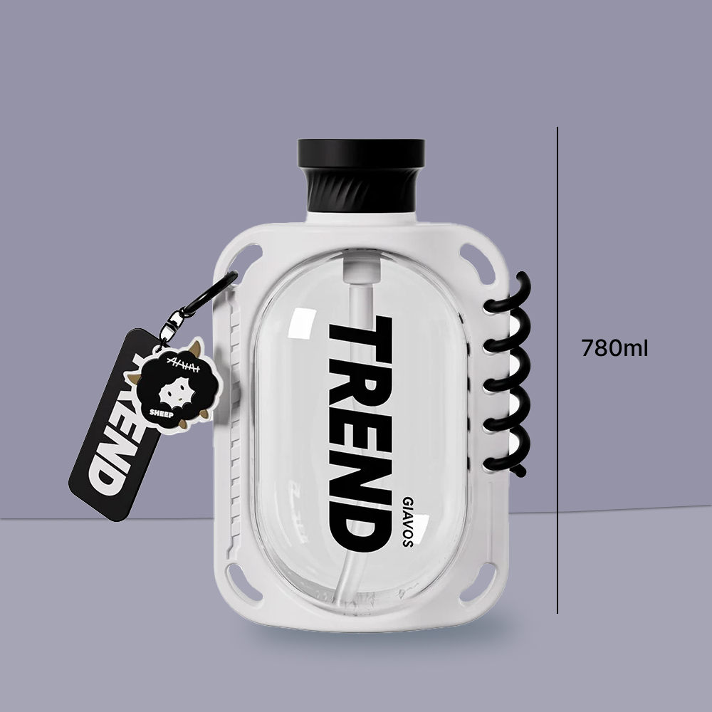 Transparent Capsule Spiral Sipper Water Bottle 780ML