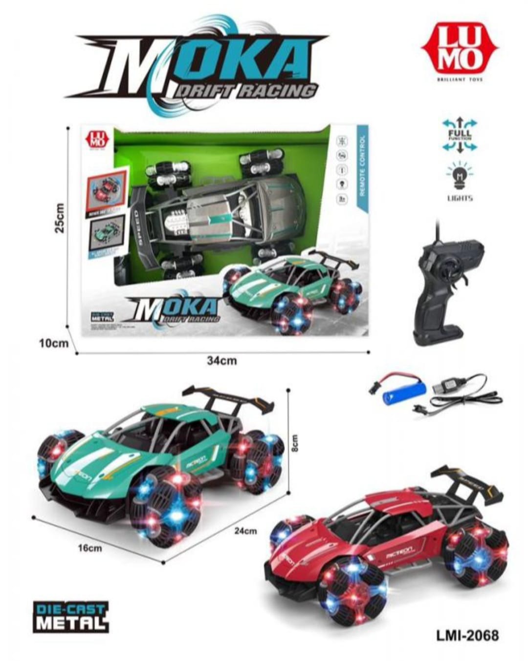 Moka Drift Racing RC Car with high-speed spinning wheels and remote controller