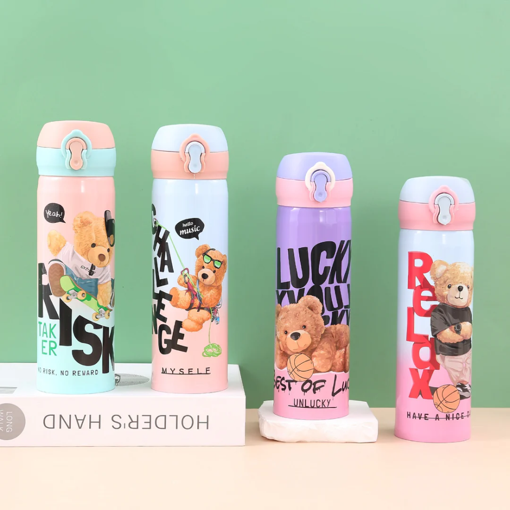 Printed Dog Theme Stainless Steel Water Bottle.(420mL)