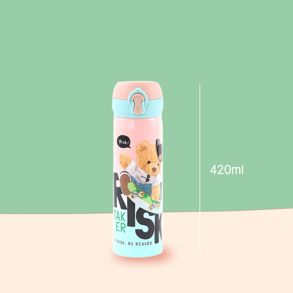 Printed Dog Theme Stainless Steel Water Bottle.(420mL)