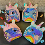 Load image into Gallery viewer, Unicorn Theme Mini Holographic Material  Backpack.
