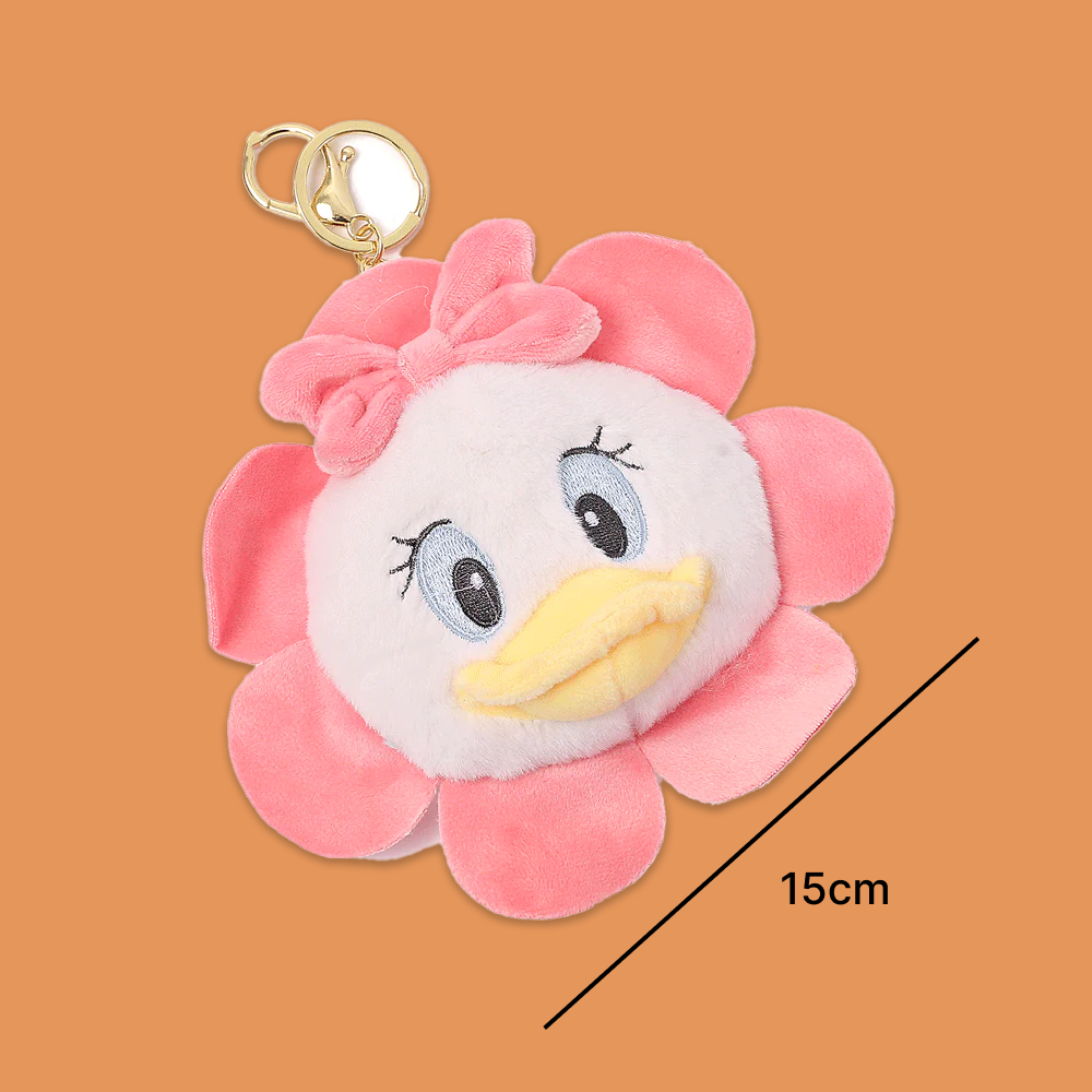 Sweet flower cute  duckling plush 2 in 1 keychain & pouch.