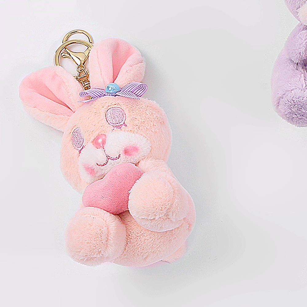 Supper soft fluffy rabbit doll plush keychain. - TinyBo